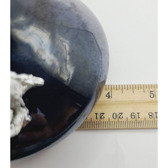 Murano Crystal Glass Vase With Silver Floral Accent 8 Inches Tall Black/Amethyst - Picture 10 of 10